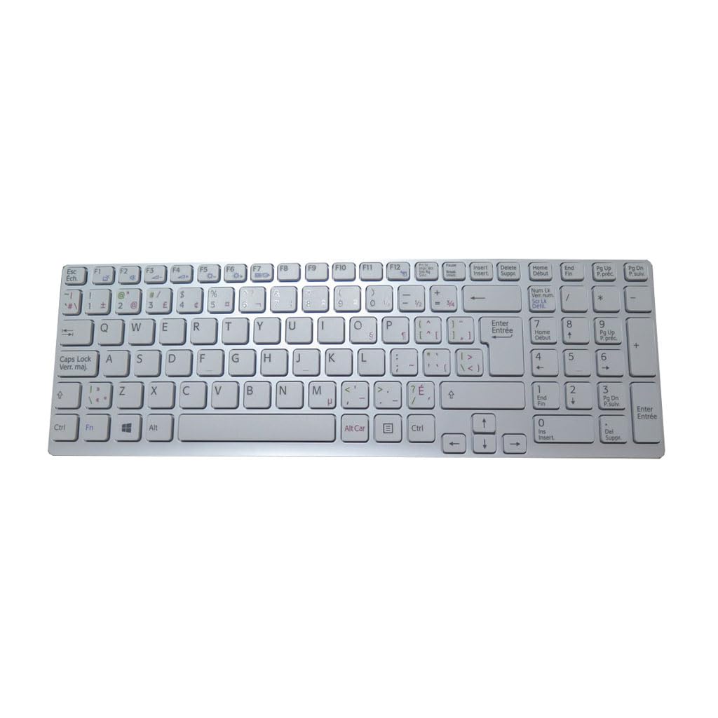 Laptop Keyboard for Sony SVE151 SVE17 SVE17115FD SVE17125CD 149168711GB 90 4XW07 10U V133830BK3U3A Canada CA White with Frame