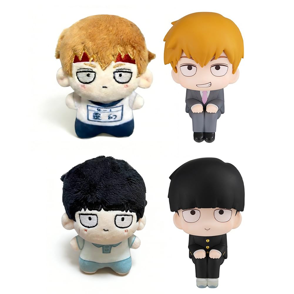 Zhongkaihua 4PCS Reigen Arataka/Kageyama Shigeo Figure Look Up Anime Soft Stuffed Cute Backpack Charms Anime Keychains Mini Pillow Ornaments Gifts — image 1