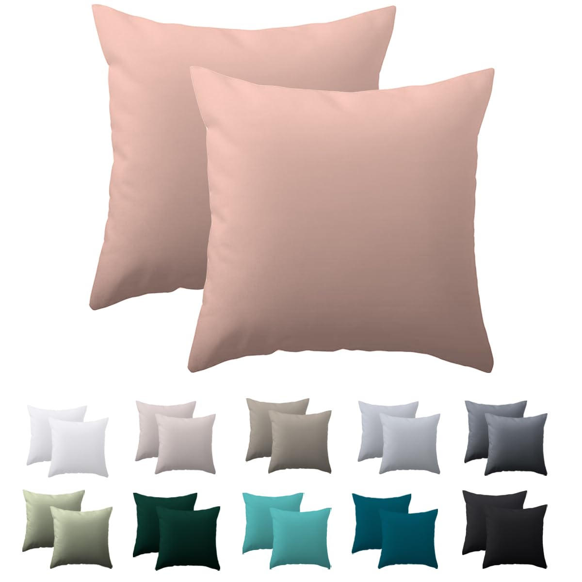 Nesture Kissenbezug 80 x 80 2er Set - kopfkissenbezug 80x80 cm Rosa, 100% Mikrofaser kissenbezüge mit Reißverschluss, Weich und Bügelfrei
