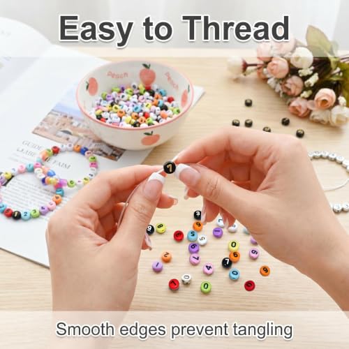 Image of Amaney 700Pcs 7x4mm 7 Colors Mixed Number Beads Acrylic Round Shape Each Color 100Pcs