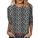 Camicetta da Donna con Maniche a Tre Quarti con Stampa a Floreali leopardati alla Moda Casual da Donna Maglie Maniche Lunghe Economiche (XXL,Nero)