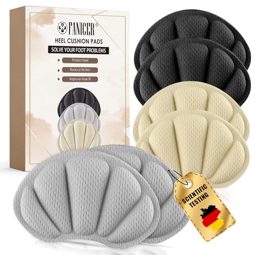 6 Piezas Almohadillas para Talones, Talonera Antideslizante para Hombres y Mujeres,para Tacones Altos Zapatos, de Piel Demasiado Grandes mejorar la comodidad,(Negro, Beige, Gris)