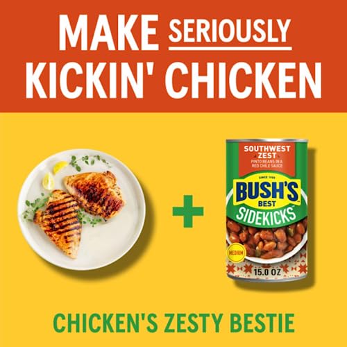 Image of Bush's Best Sidekicks Beans Variety Pack, Ready to Heat Seasoned Beans for Rice Bowls, Tacos and Easy Meals, Southwest Zest Pinto Beans 15 Ounce and Taco Fiesta Black Beans 15.1 Ounce (Variety Pack)