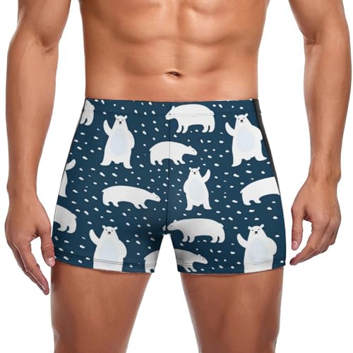 Swim briefs Ours Blanc Homme : short de natation élastique et maillot boxer sport