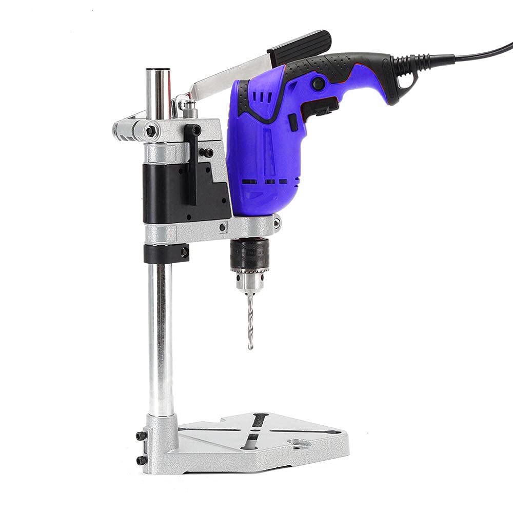 MLD VX-JG01 Drill Machine Stand for Hand Drill Bench Clamp Drill Press Floor Table Stand Workbench Repair Tool for Drilling Collet Workshop Single Hole Aluminum base (Matrial-Metal,Color-Multi)