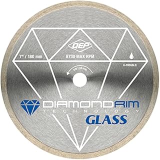 QEP 6-7006GLQ 7-Inch Continuous Rim Glass Tile Diamond Blade, 7mm Rim Height, 5/8-Inch Arbor, Wet Cutting, 8730 Max RPM