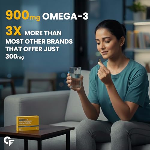 Image of Carbamide Forte Triple Strength Omega 3 Fish Oil Capsules Softgel 1400mg | Fish Oil Omega 3 Supplement 900mg For Men & Women | Omega3 Supplement for Heart, Joints, Bones & Skin | 10 Softgel Capsules