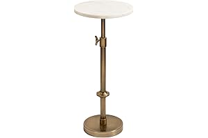 Kate & Laurel Engles Vintage Antique Brass Plant Stand with Marble Top