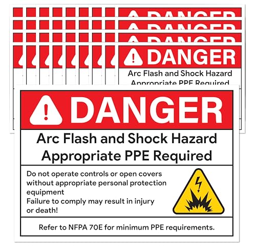 Image of 100pcs Arc Flash Danger Warning Stickers, 5 inch x 3.5 inch Self Adhesive | Weatherproof Vinyl Electrical Hazard Safety Signs