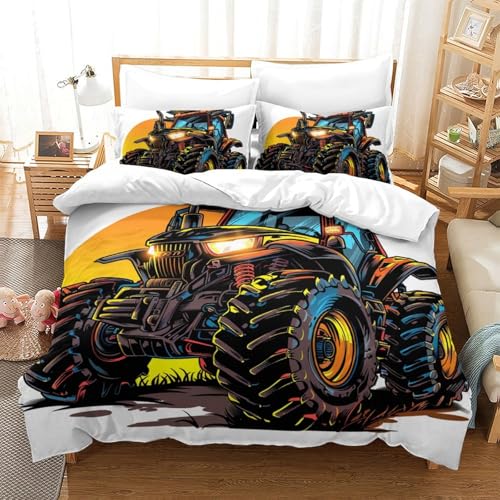 Housse de couette tracteur microfibre super douce pour lit double ado et enfant