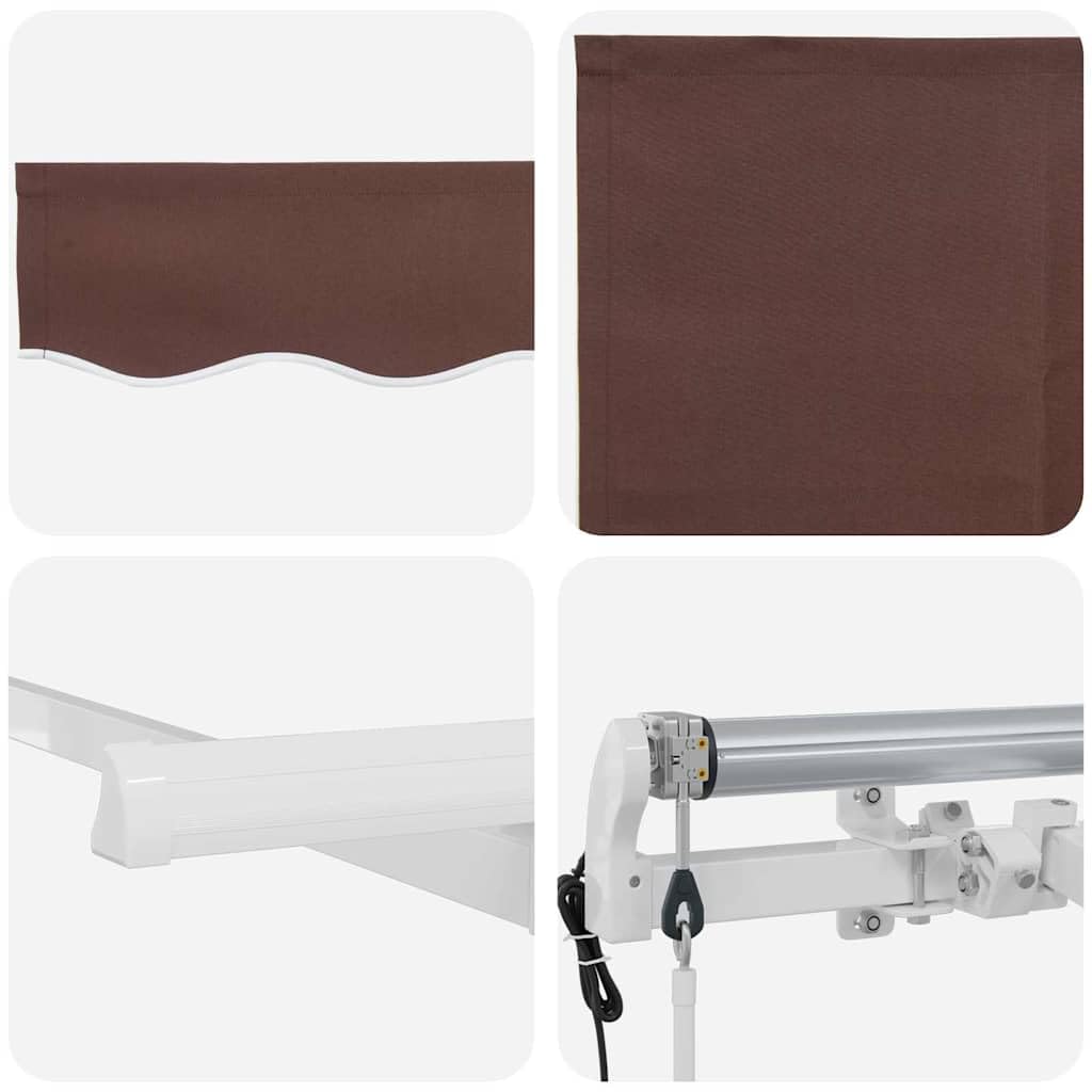 Toldo retráctil de 350 x 200 cm marrón con brazo articulado con mando a distancia, toldo retráctil de tela y aluminio, protección solar para jardín, terraza y balcón