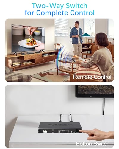 Image of HDMI Switcher 4 in 1 Out - New Upgrade 8K@60Hz 4K@240Hz /144Hz /120Hz HDMI Switch with Remote Support HDCP2.3 /HDR10, for PS5 /PS4 Xbox Nintendo Roku Apple TV Fire Stick 8K HDMI2.1 Splitter