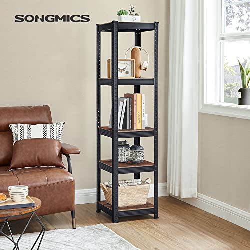 SONGMICS Shelving Unit, 37 x 37 x 150 cm, 400 kg Load Capacity (80 kg per Shelf), Industrial, Adjustable Storage Shelves, for Living Room, Kitchen, Garage, Rustic Brown and Black GLR037B01 - Image 3