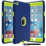 iPad Mini 4 Case - E LV Armor Defender Hybrid protection from drops and impacts with 1 Stylus and 1 Microfiber for iPad Mini 4 - [DARK BLUE/GREEN]