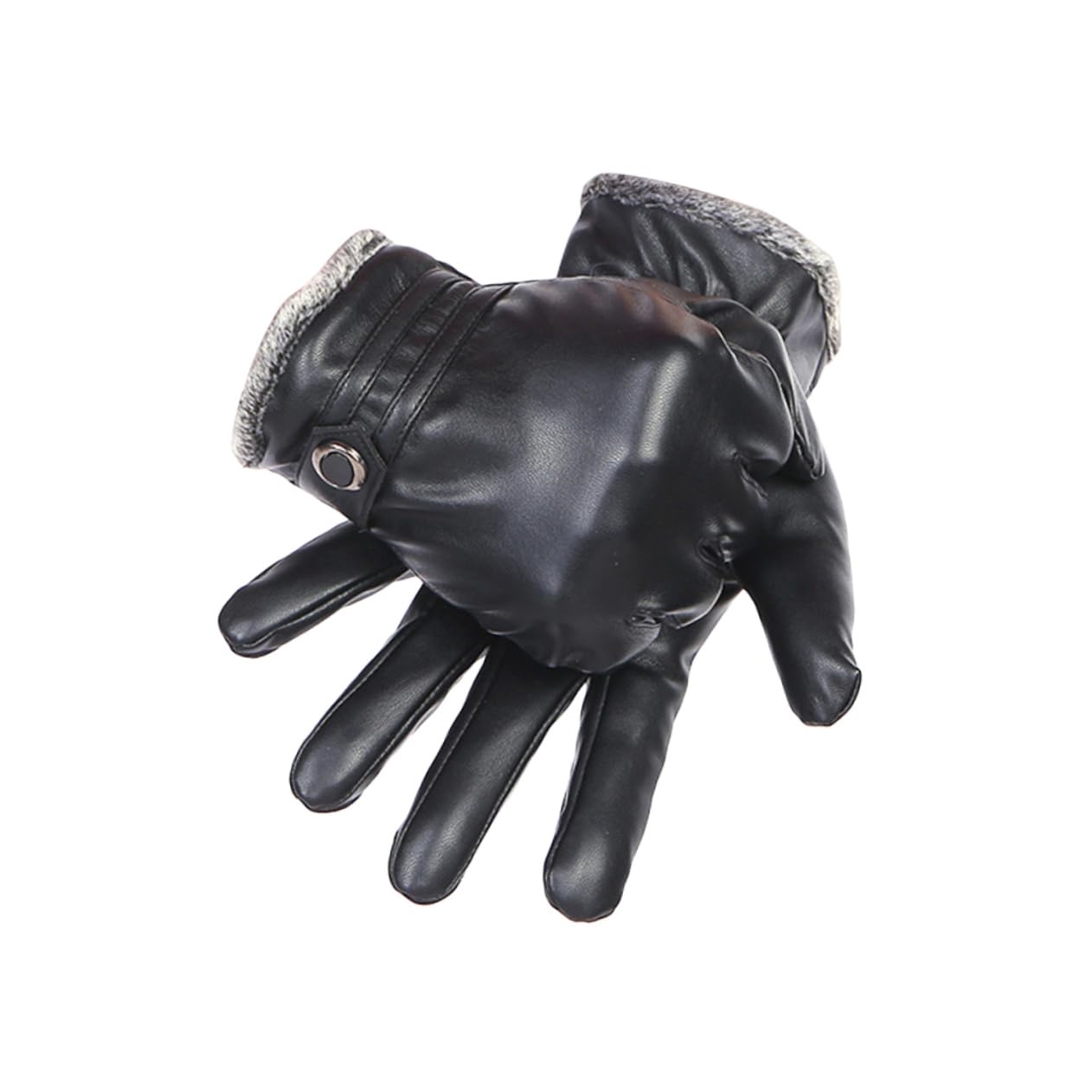 SHERCHPRY 1pair Touchscreen Gloves for Men Women Warm Pu Cycling Gloves for Cold Weather Outdoor Use Black