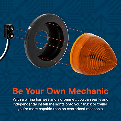 2Pc 2.5" Round Amber Beehive Led Trailer Marker Light [Dot Fmvss 108] [Sae P2] [Grommet & Plug Included] [Ip67 Submersible] Cone Marker Light For Boat Trailer Rv Trucks #TOP3