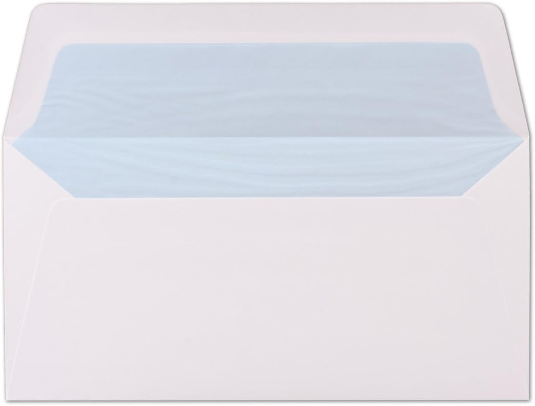 White Envelopes DL, Lined with Light Blue Tissue Paper - 100g/m²; 220 x 110 mm - Nassklebung dl light blue - Image 4