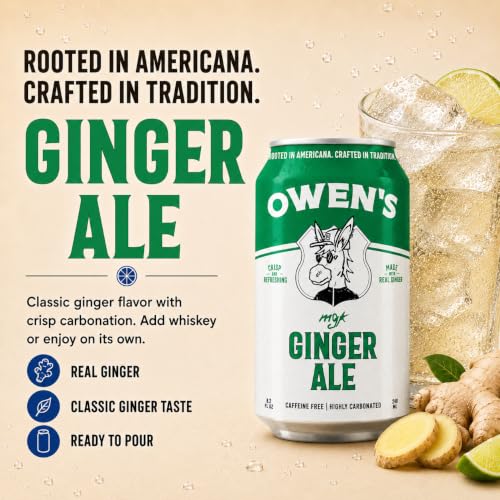 Image of Owen's Premium Non-Alcoholic Sparkling Cocktail and Mocktail Mixer, Drink Mixer for Cocktails, Mocktails, and Party Beverage, 24 Pack of 8.2 fl oz Cans (Ginger Ale)