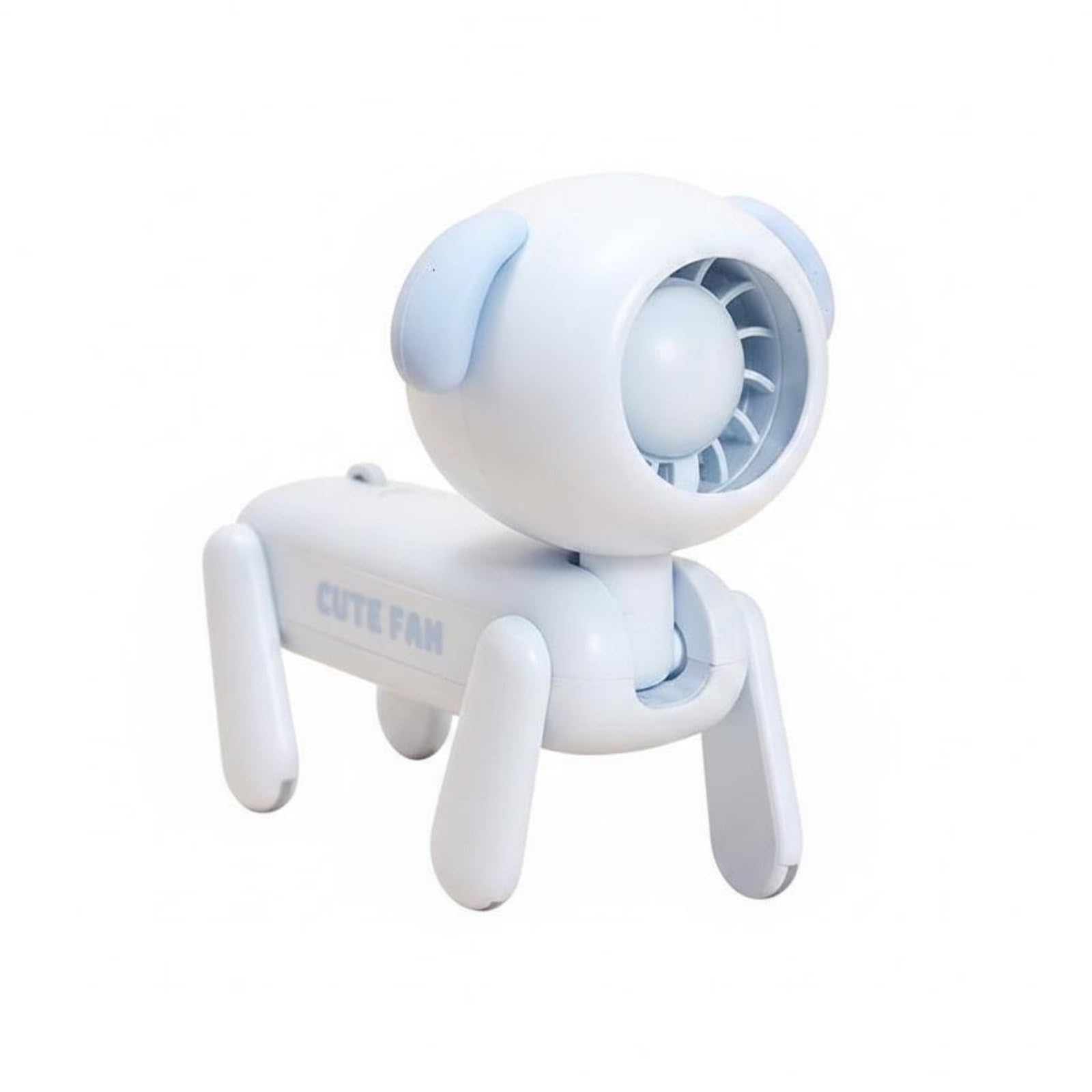 Shape-Changing Design Dog-Shaped Fan 2 Way Use Turbine Design Fan 3 Speed Settings Lightweight for Children, Desk, Travel, Office, Blue-image-2