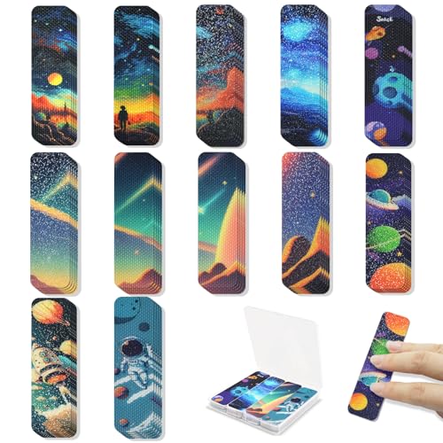 48 Pieces Anxiety Sensory Stickers with Storage Box - Sensory Strips 2 Textured Surface Adhesives Fidget Strips for Office & Classroom Desk Relieve Adult & Teen Stress (Starry Sky Style)