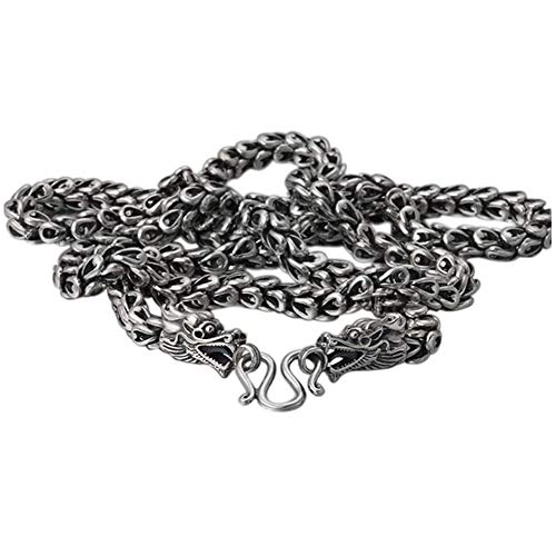 Collier dragon argent 925 fait main massif pour homme au style vintage unique 60cm