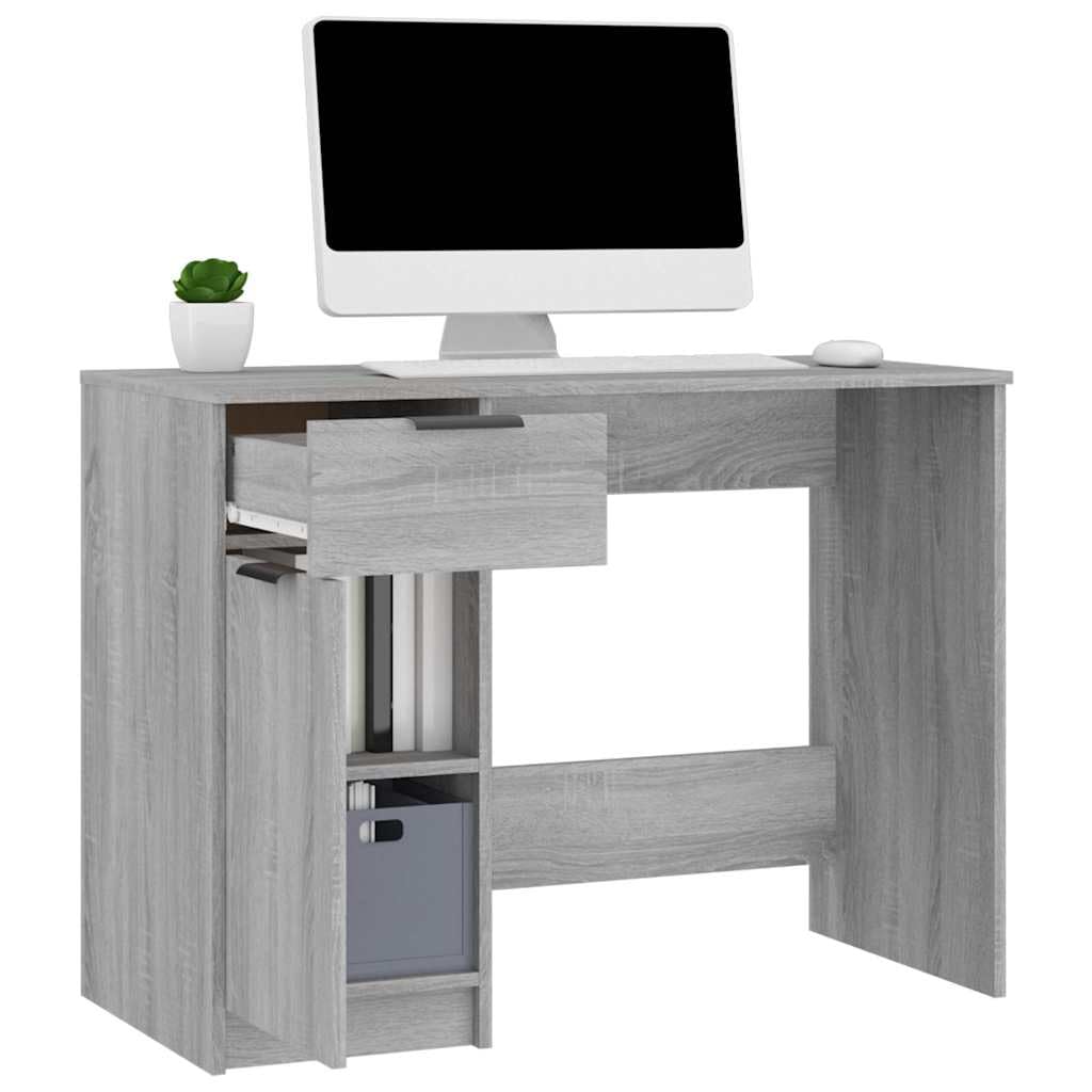 Scrivania 100 x 50 x 75 cm legno lavorato grigio rovere Sonoma con cassetto