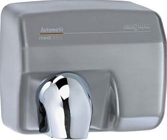 E88ACS Automatic Hand Dryer, Steel One-piece Cover with Satin Brushed Chrome Plated Steel 5/64" 1.9 mm Thick, Aluminum Centrifugal Turbine with Double Symmetrical Inlet