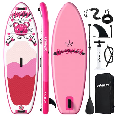 Quashley Small Paddle Boards for Children,Inflatable Paddleboards Non-Slip Deck Kids Stand Up Paddle Board for Stability & Fun,All-Accessory Kit for Family Water Adventures