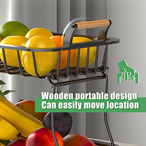 Miniatura 4 de Twbest Cesta De Frutas Metal De 2 Niveles,Fruteros De Cocina,Cestas De Frutas Para Mostradores Y Organizadores,Mantiene Las Frutas Y Verduras Frescas
