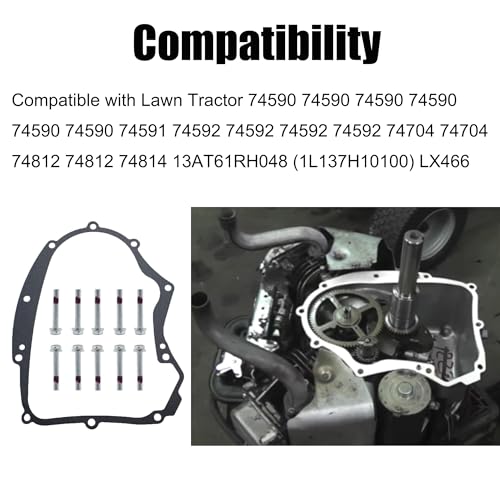 Image of iFJF 594195 Crankcase Gasket Kit with Bolts for B&S Engine Lawn Tractor | OE 594195 273488 697227 591911, for B&S Small Engine Models, Lawn Tractor 74590-74814, DIY Labor Savings, High-Strength Wear