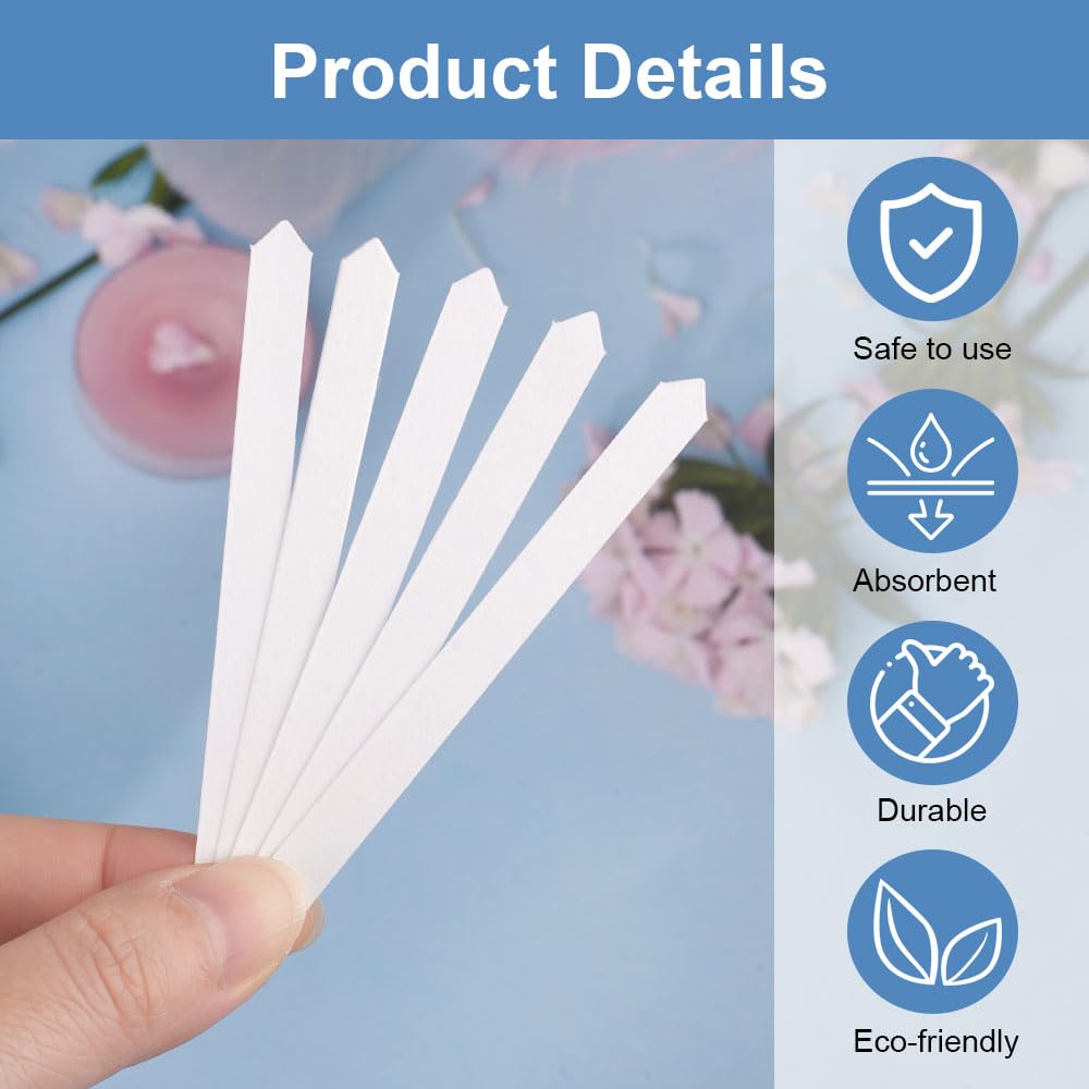 500 Piezas Tiras de Prueba de Perfume, 82 x 7 mm Papel de Prueba de Fragancia, Blanco Tiras Probadoras de Perfume, para Fragancias, Aceites Esenciales, Aromaterapia, DIY y Análisis Profesional