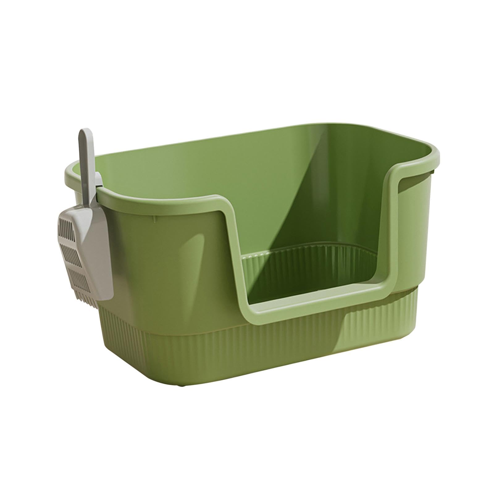 Milageto Open Litter Box Cat Toilet Extra Large with High Sides Kitty Litter Box Cat Toilet Sandbox for for All Kinds of Cat Litter, Green