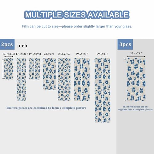 Película decorativa para ventana azul floral, 17.7 x 39.3 pulg miniatura 5