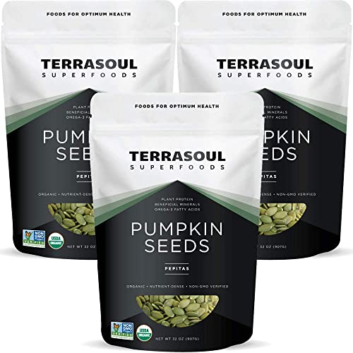 Terrasoul Superfoods Organic Pumpkin Seeds 6lb Bundle (3-2lb Resealable Packages)