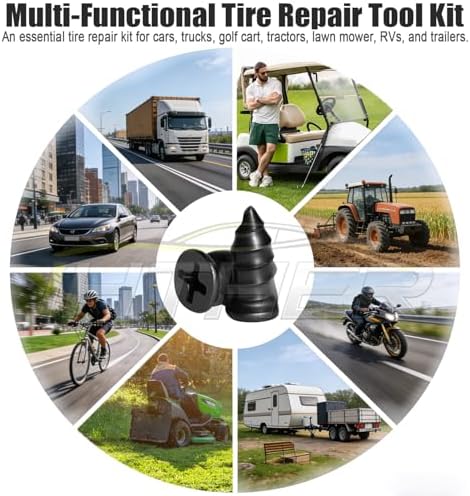 61 PCS Tire Plugs Screw Type, Reliable Screw in Tire Repair Plugs with a Screwdriver, Quick Tool Tire Plugs, Screw Tire Plug Kit, Tire patch kit for cars, motorcycles, trucks, tractors, and bicycles - 5