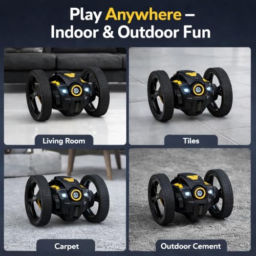 Image of Remote Control Racing Car for Kids | Mini RC Drift with LED Lights | 3 Mode Smart RC - Remote Control, Follow & Escape Mode (3+ Years) (Black Bouncing Car)