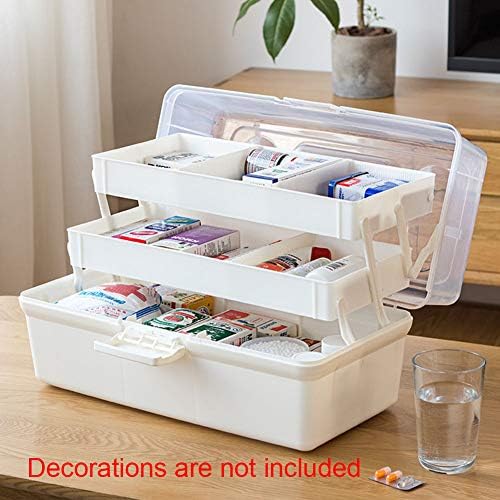 Plastic First Aid Storage Box - Medicine Storage Organizer Box Multi Layer Container, Household Home Office Car School Clip-On Handle Medicine Organizer (31x18x16cm)