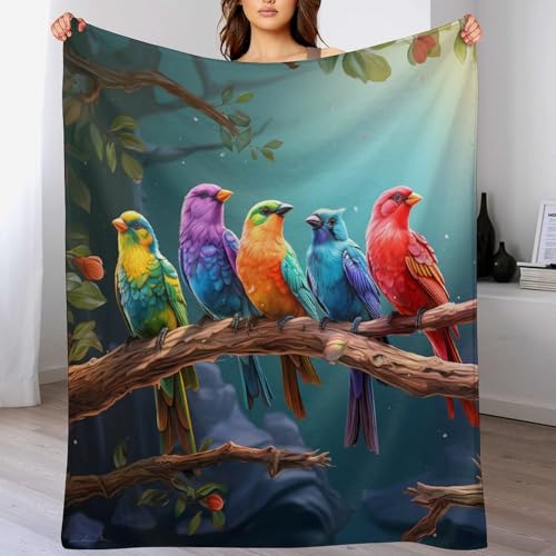 Couverture moelleuse haut de gamme oiseau mignon en flannel dense pour décoration chic - 2