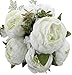Produktbild Ruiuzi Künstliche Blumen Pfingstrose Kunstblumen Seidenblumen Gefälschte Unechte Blumen Seidenpfingstrose Seide Blumenstrauß Jahrgang Hochzeit Zuhause Dekoration (White)