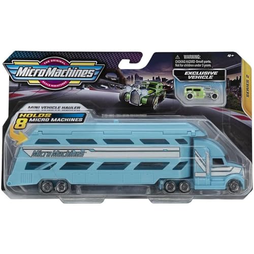 Image of Micro Machines - Mini Vehicle Hauler with 1 Exclusive Vehicle - Blue Hauler