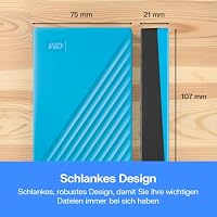 WD My Passport externe Festplatte 6 TB (mobiler Speicher, schlankes Design, herunterladbare Software, automatische Backups, Passwortschutz) Blau - auch kompatibel mit PC, Xbox und PS4 – Ansicht 4