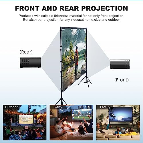 150"-Projector-Screen-with-Stand,HUANYINGBJB Outdoor Projection Screen, Portable 16:9 4K HD Rear Front Movie Screen with Carry Bag for Theater Backyard Movie Night,Cinema School, Churches, Parties by HUANYINGBJB - Image 5