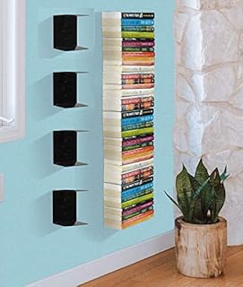 Go Hooked Heavy Duty Metal Wall Mounted Book Shelves for Study Room, Living Room and Bedrooms (4 Pcs) (Black)