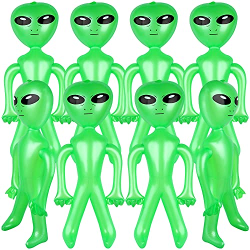 OBANGONG 8 Pcs Inflatable Alien 33.5 Inch Jumbo Alien Inflate Toy Green Alien Balloon for Alien Theme Party,Birthday,Halloween Party Decorations