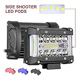 Side Shooter LED Pods, OFFROADTOWN 2pcs 4inch 120W LED Work Light Bar Offroad Driving Lights Spot Flood Combo Fog Lamp for off-road Truck Car ATV SUV Jeep Boat