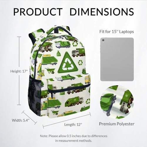 Backpack for Boys, 17 Inch Large Capacity Garbage Truck Bookbag for Kids, Cartoon School Bags for Elementary Middle School, Lightweight Backpacks for Travel2