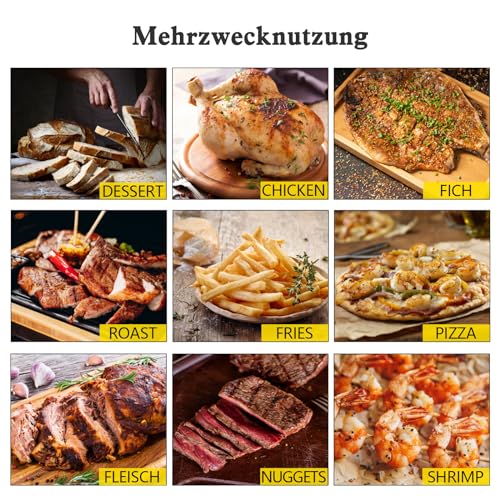 PRIJESSE Heißluftfritteuse 12L mit LED-Touchscreen, 12 Liter Air Fryer, 1700W Mini Backofen, ohne Öl, Dörrautomat Funktion, 12 Programme, inkl. Rezeptheft und Zubehör – Bild 5