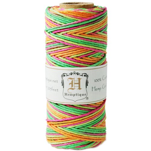 Hemptique Hemp Variegated Cord Spool 20lb 205'-Neon, Other, Multicoloured, 6.06 x 6.06 x 12.03 cm