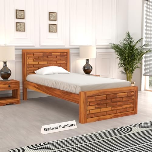 Image of Solid Sheesham Wooden Bed 6X4 Bed Single Bed Without Storage for Bedroom - Single Cot Wooden BedSingle Size for Living Room Guest Room - 12 Month Warranty (James Honey)
