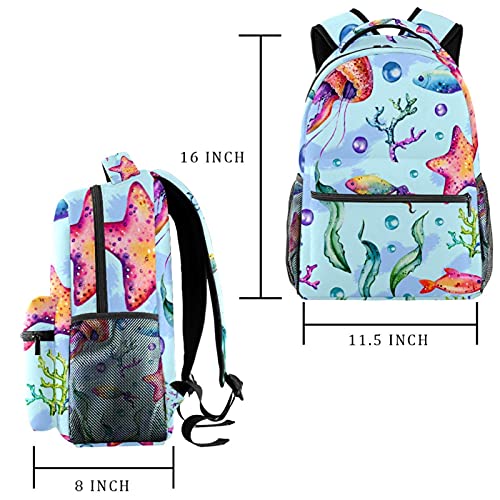 Sac à dos enfants hippocampes et coquillages léger et résistant